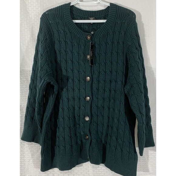 Talbots Cable Knit Sweater Cardigan Womens 3X NWT Chunky Knit Winter - Picture 1 of 6
